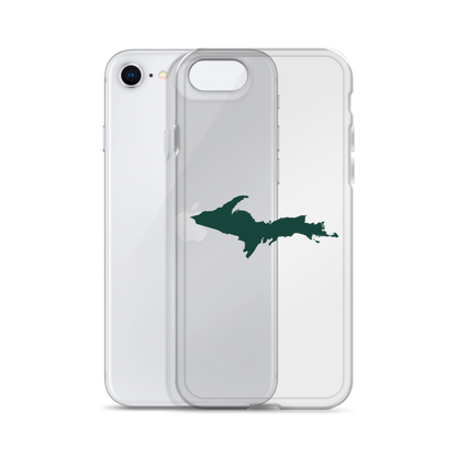 Michigan Upper Peninsula Clear iPhone Case (w/ Green UP Outline)