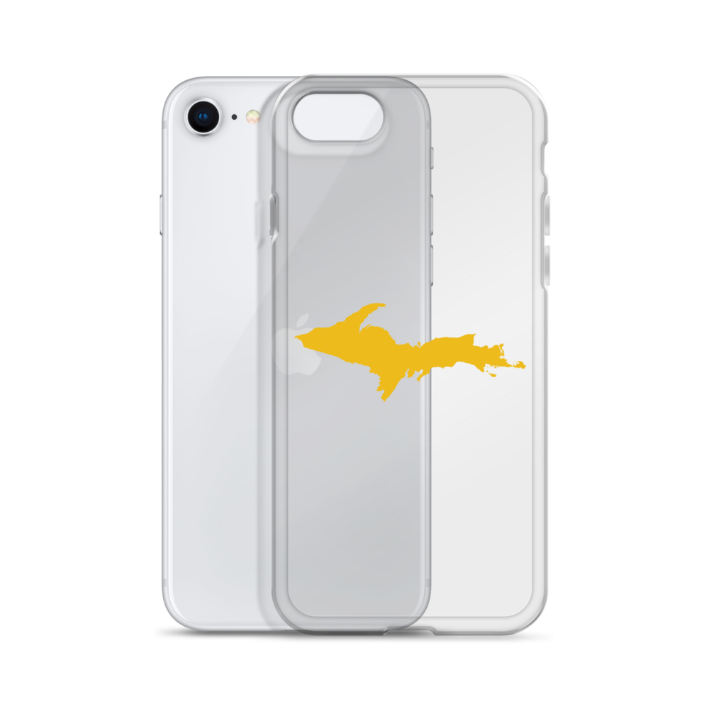 Michigan Upper Peninsula Clear iPhone Case (w/ Gold UP Outline)