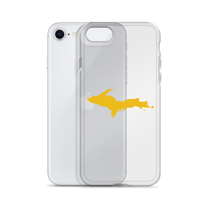 Michigan Upper Peninsula Clear iPhone Case (w/ Gold UP Outline)