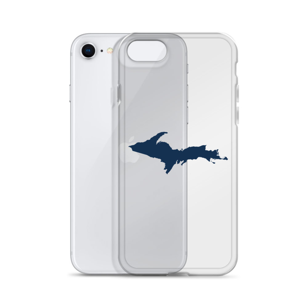 Michigan Upper Peninsula Clear iPhone Case (w/ Navy UP Outline)