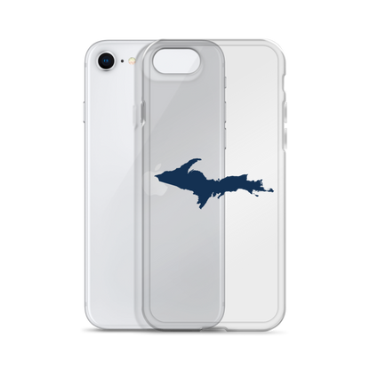 Michigan Upper Peninsula Clear iPhone Case (w/ Navy UP Outline)