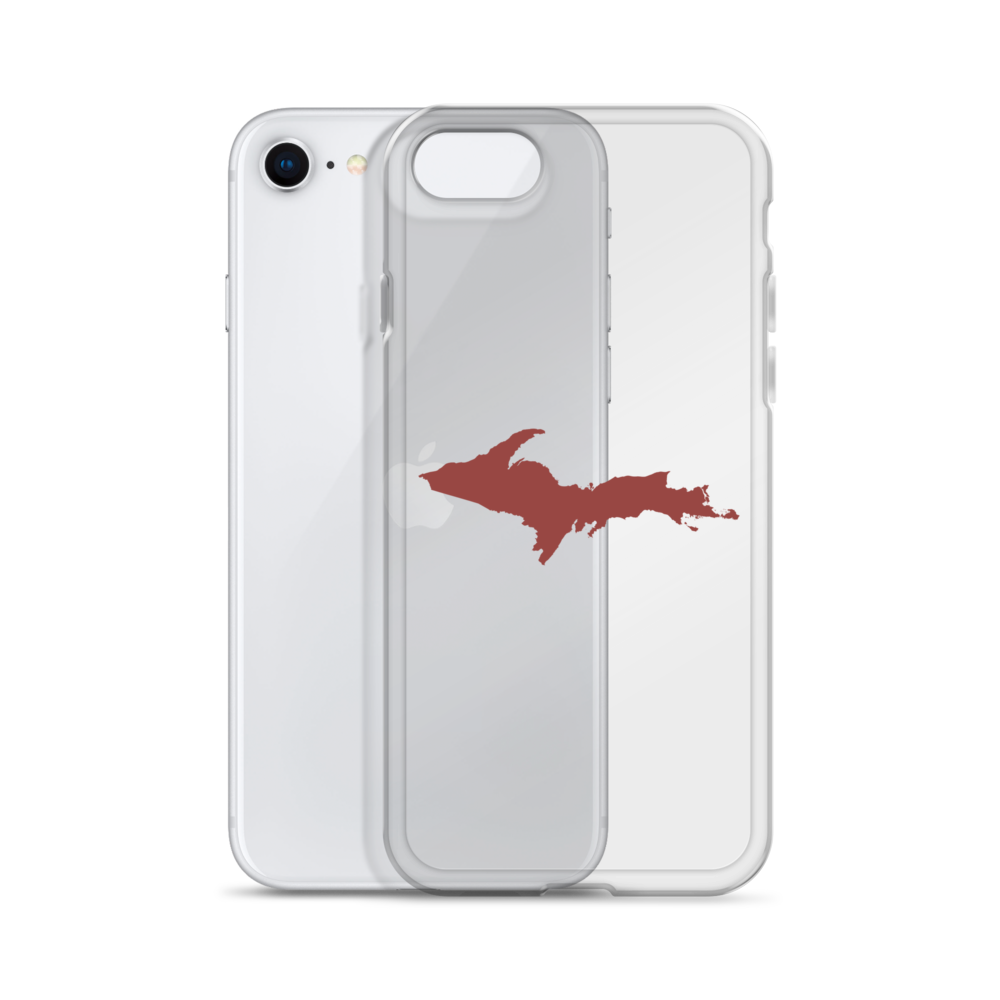 Michigan Upper Peninsula Clear iPhone Case (w/ Ore Dock Red UP Outline)