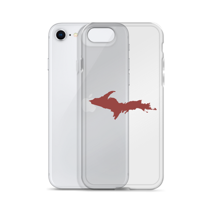 Michigan Upper Peninsula Clear iPhone Case (w/ Ore Dock Red UP Outline)