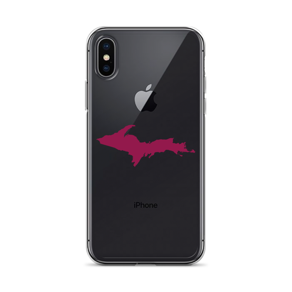 Michigan Upper Peninsula Clear iPhone Case (w/ Ruby Red UP Outline)