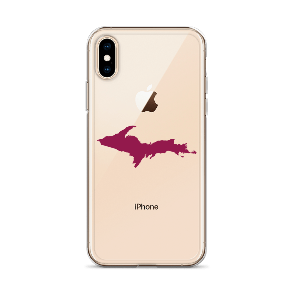 Michigan Upper Peninsula Clear iPhone Case (w/ Ruby Red UP Outline)