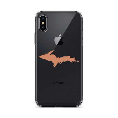 Michigan Upper Peninsula Clear iPhone Case (w/ Copper Color UP Outline)