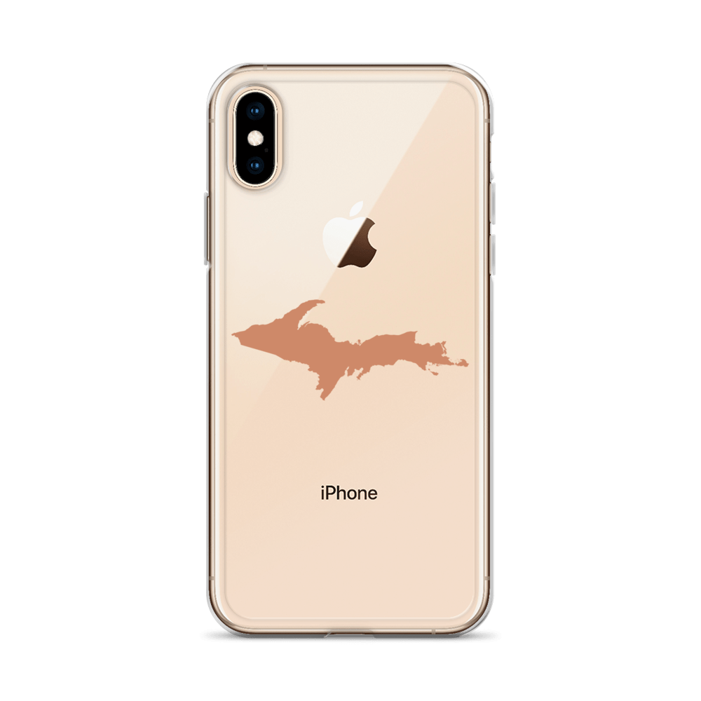 Michigan Upper Peninsula Clear iPhone Case (w/ Copper Color UP Outline)