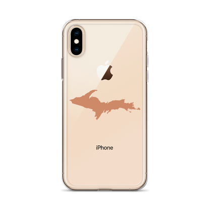 Michigan Upper Peninsula Clear iPhone Case (w/ Copper Color UP Outline)