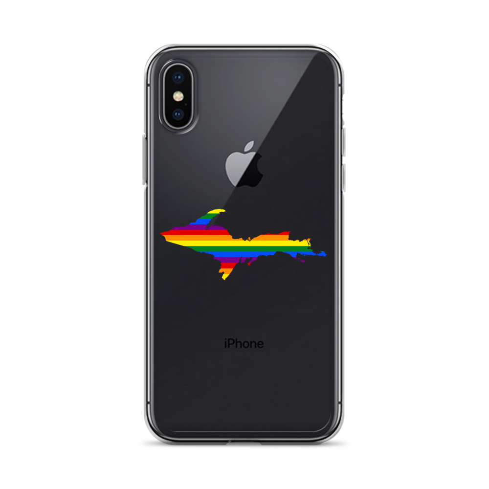 Michigan Upper Peninsula Clear iPhone Case (w/ UP Pride Flag Outline)