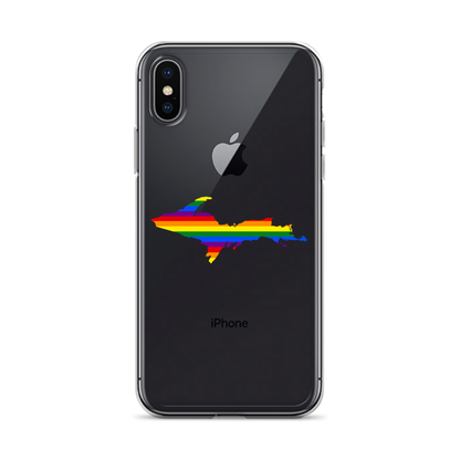 Michigan Upper Peninsula Clear iPhone Case (w/ UP Pride Flag Outline)