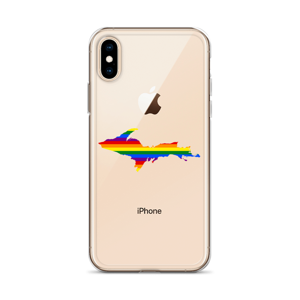 Michigan Upper Peninsula Clear iPhone Case (w/ UP Pride Flag Outline)