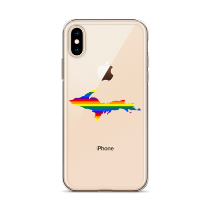 Michigan Upper Peninsula Clear iPhone Case (w/ UP Pride Flag Outline)