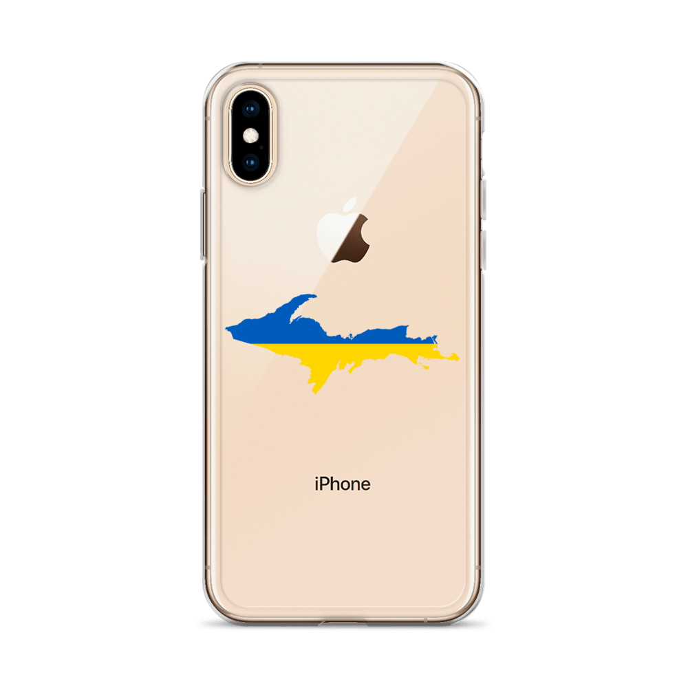 Michigan Upper Peninsula Clear iPhone Case (w/ UP Ukraine Flag Outline)