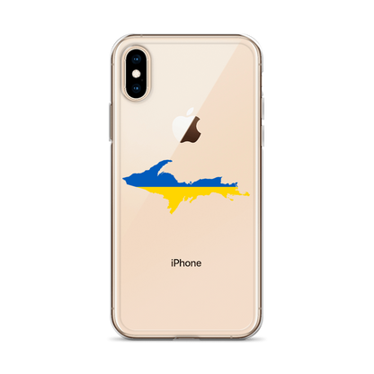 Michigan Upper Peninsula Clear iPhone Case (w/ UP Ukraine Flag Outline)