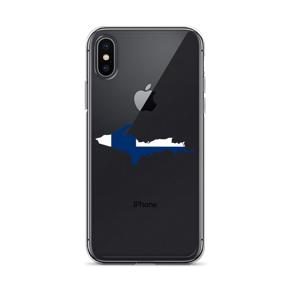 Michigan Upper Peninsula Clear iPhone Case (w/ UP Finland Flag Outline)