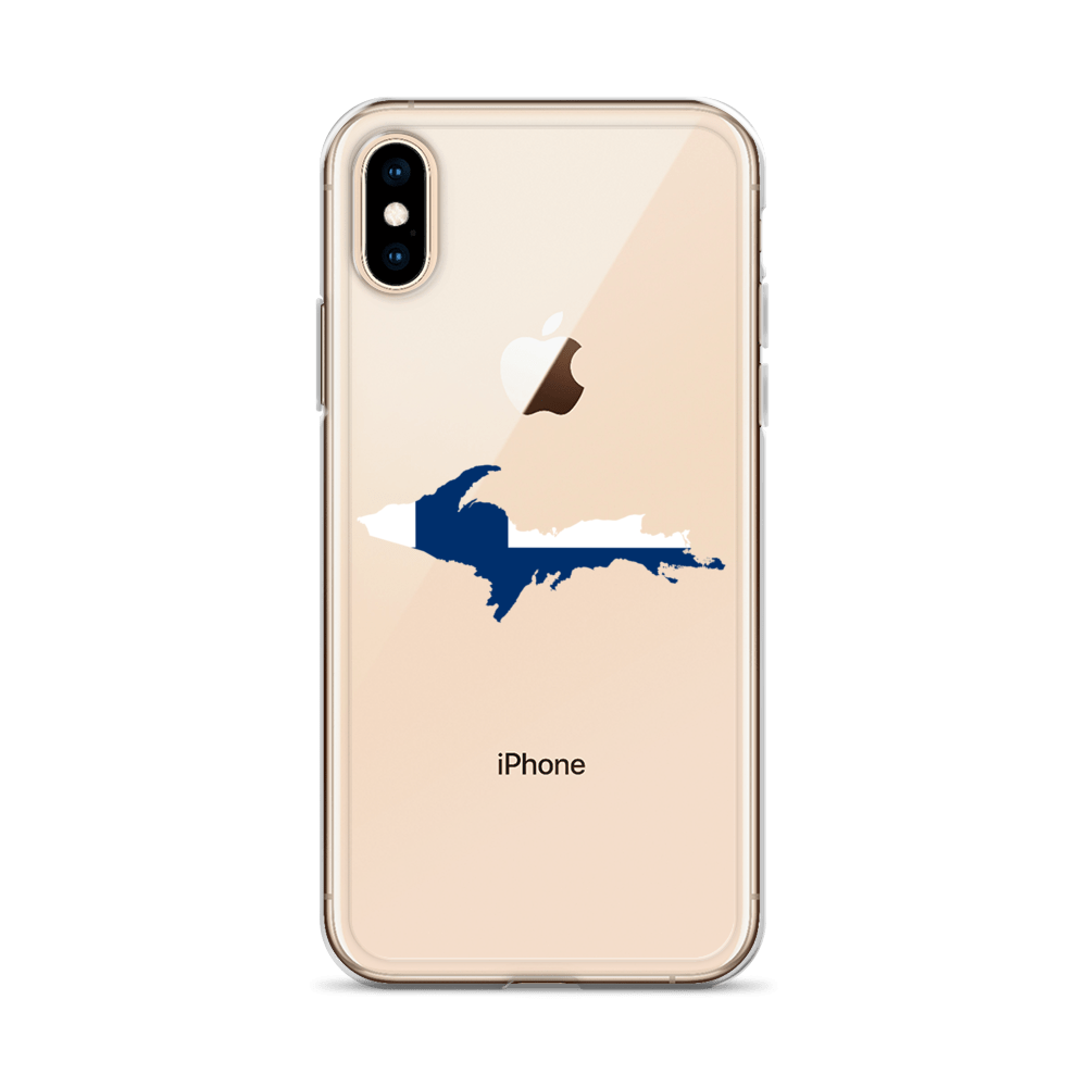 Michigan Upper Peninsula Clear iPhone Case (w/ UP Finland Flag Outline)