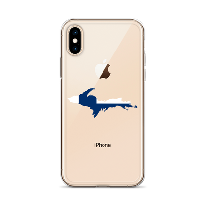 Michigan Upper Peninsula Clear iPhone Case (w/ UP Finland Flag Outline)