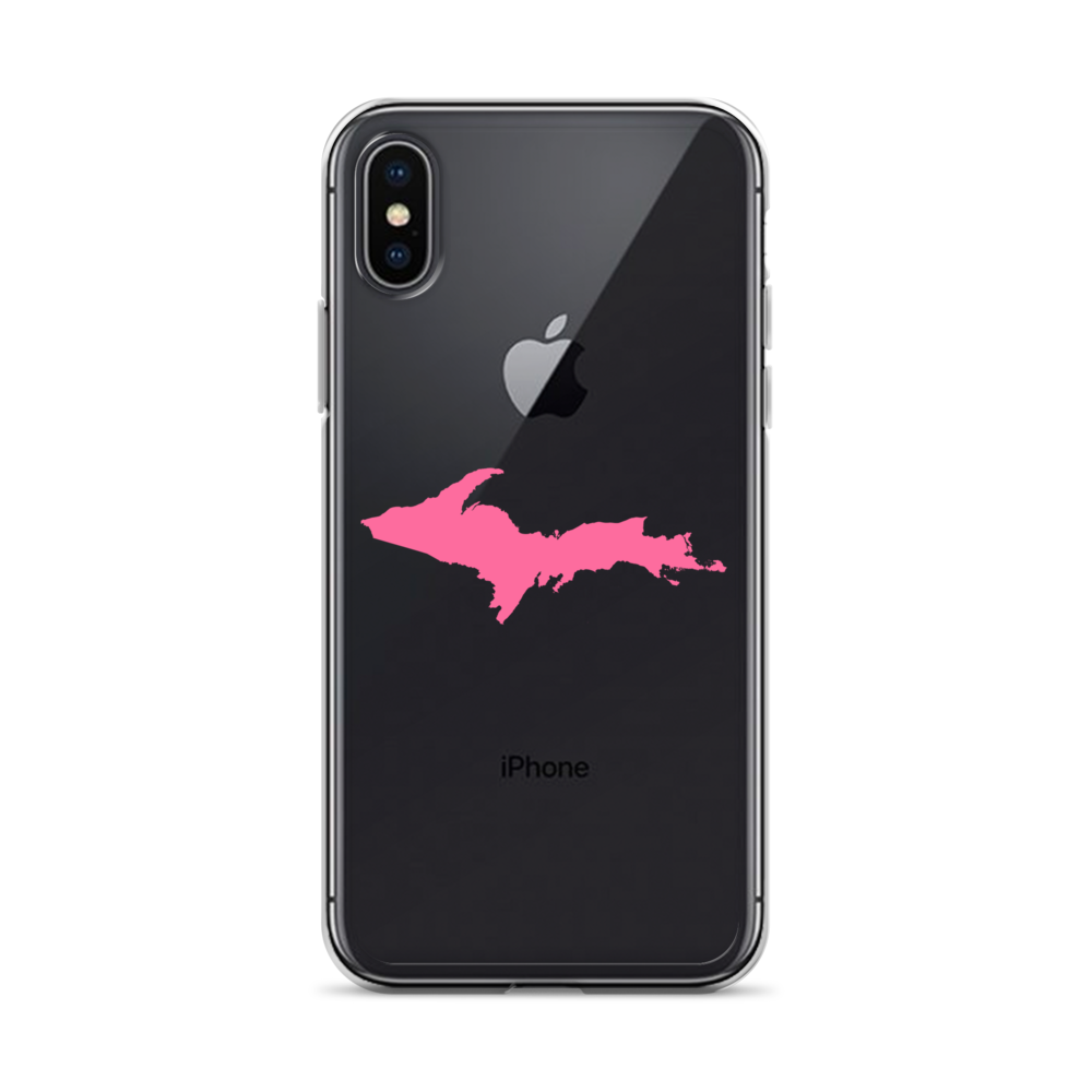 Michigan Upper Peninsula Clear iPhone Case (w/ Pink UP Outline)