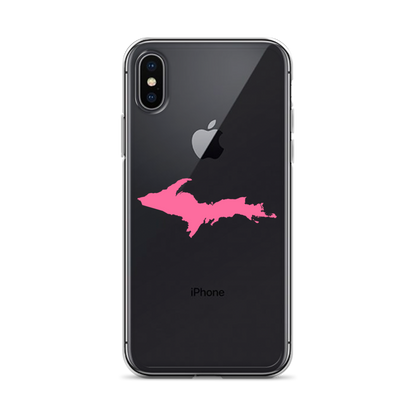 Michigan Upper Peninsula Clear iPhone Case (w/ Pink UP Outline)