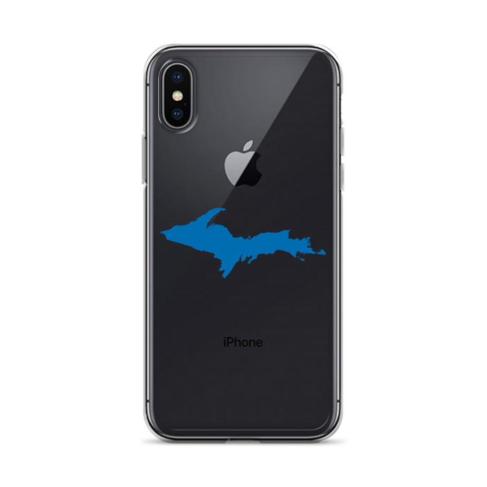 Michigan Upper Peninsula Clear iPhone Case (w/ Azure UP Outline)