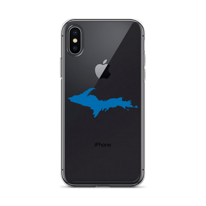 Michigan Upper Peninsula Clear iPhone Case (w/ Azure UP Outline)