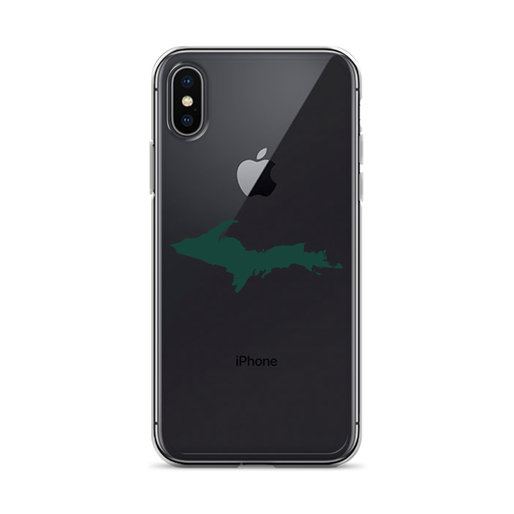 Michigan Upper Peninsula Clear iPhone Case (w/ Green UP Outline)