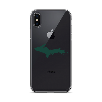 Michigan Upper Peninsula Clear iPhone Case (w/ Green UP Outline)