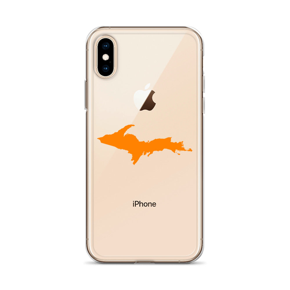 Michigan Upper Peninsula Clear iPhone Case (w/ Orange UP Outline)