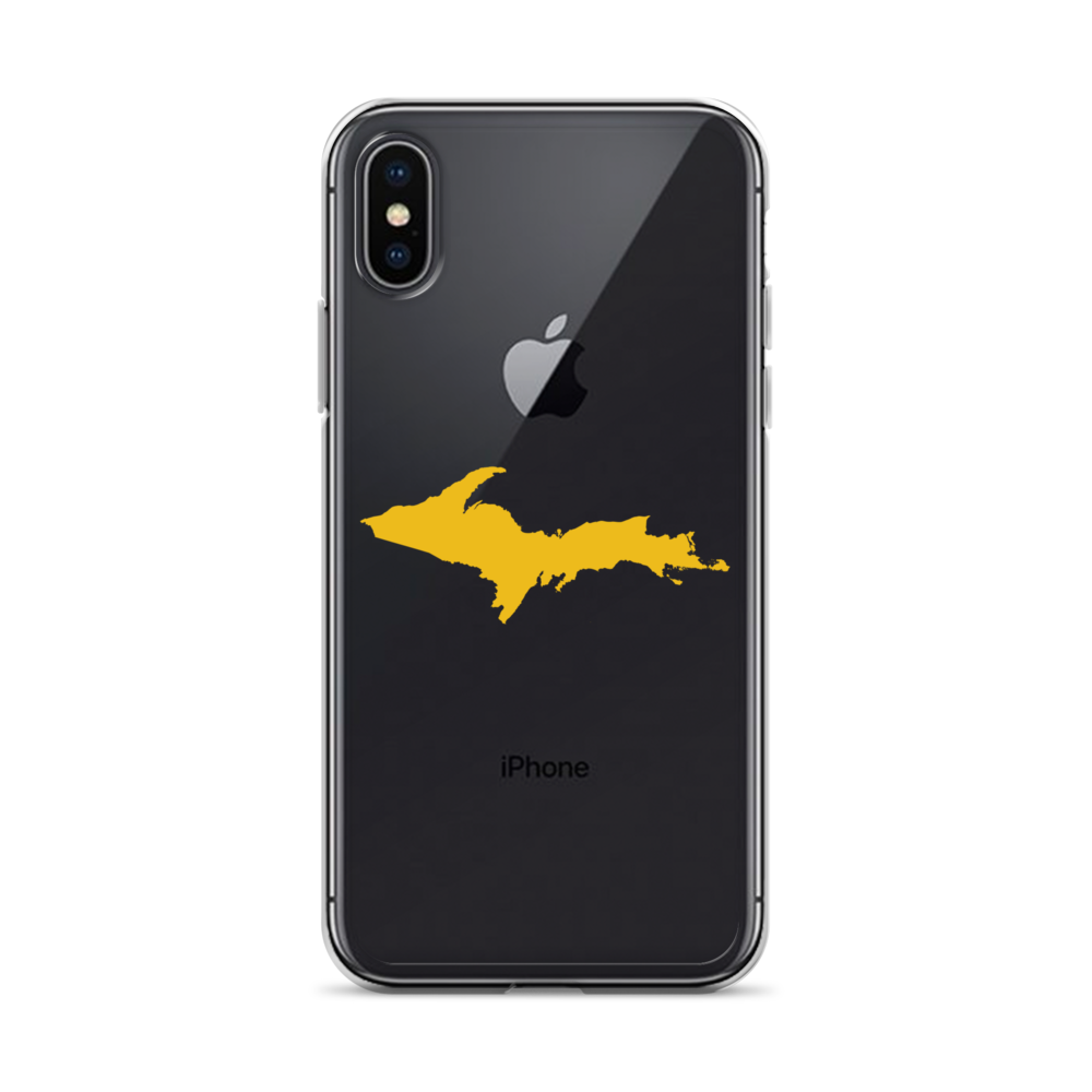 Michigan Upper Peninsula Clear iPhone Case (w/ Gold UP Outline)