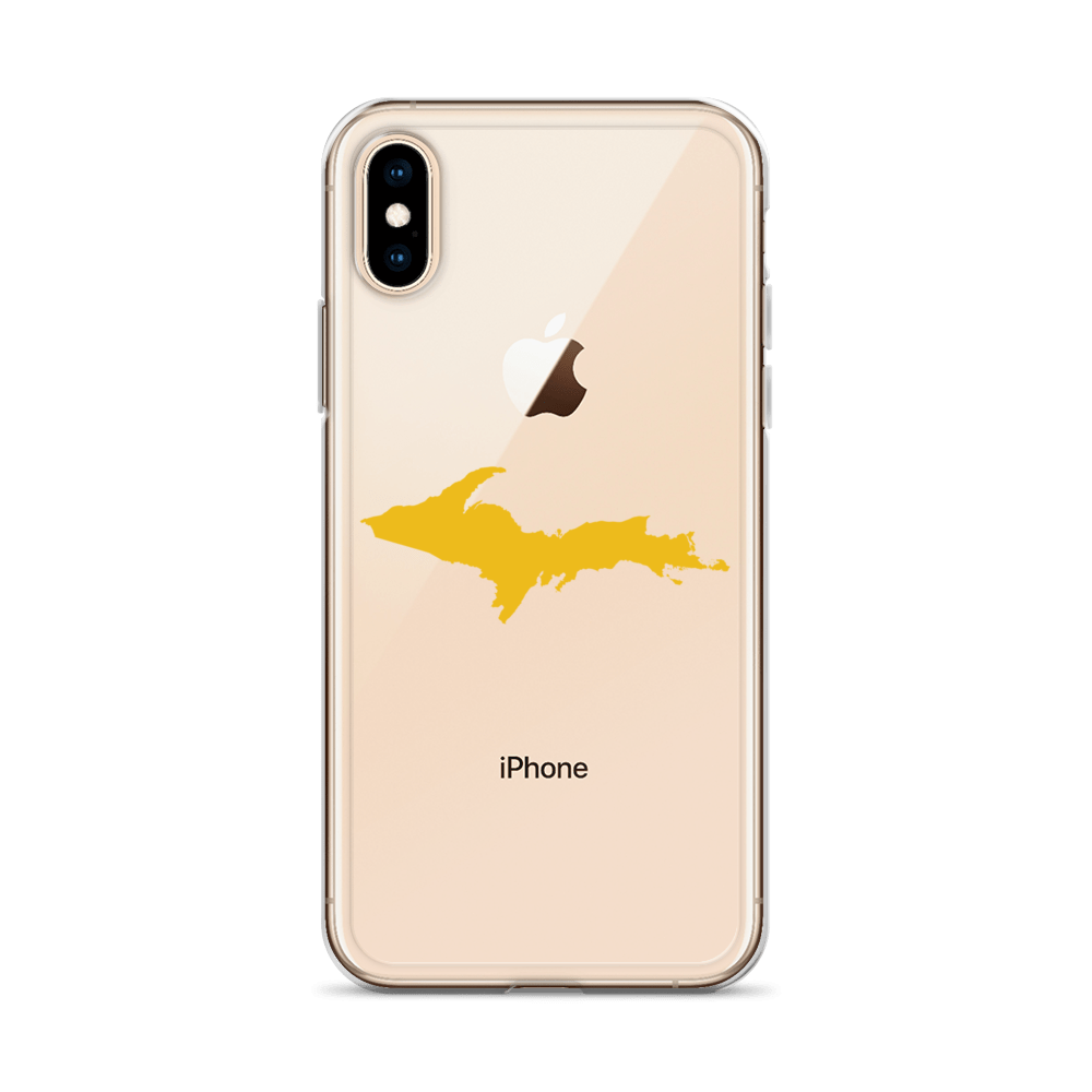 Michigan Upper Peninsula Clear iPhone Case (w/ Gold UP Outline)