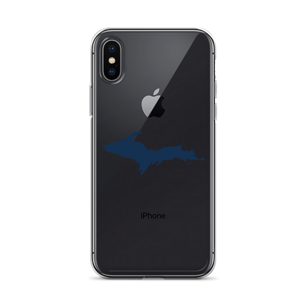 Michigan Upper Peninsula Clear iPhone Case (w/ Navy UP Outline)