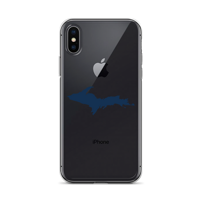 Michigan Upper Peninsula Clear iPhone Case (w/ Navy UP Outline)