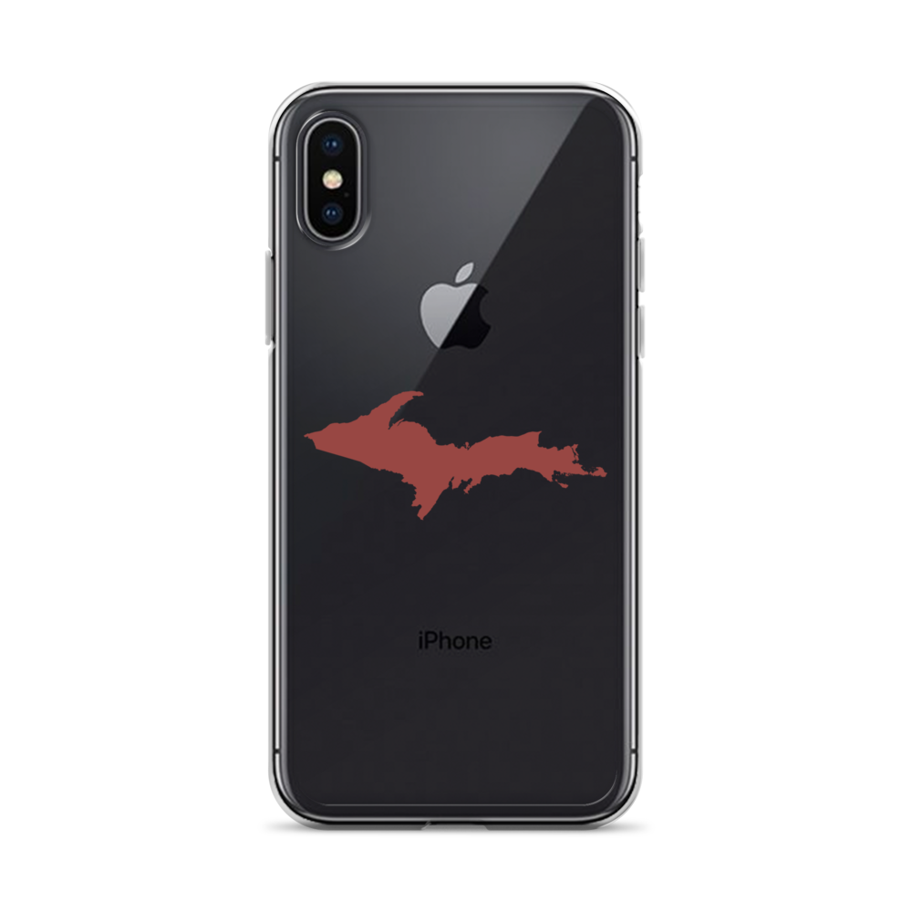 Michigan Upper Peninsula Clear iPhone Case (w/ Ore Dock Red UP Outline)