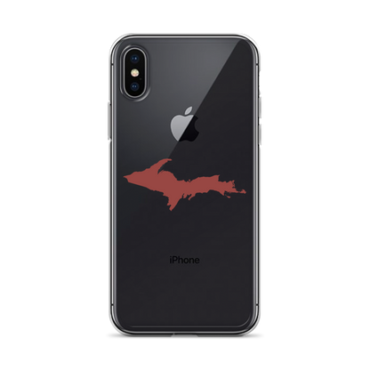 Michigan Upper Peninsula Clear iPhone Case (w/ Ore Dock Red UP Outline)