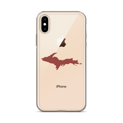 Michigan Upper Peninsula Clear iPhone Case (w/ Ore Dock Red UP Outline)