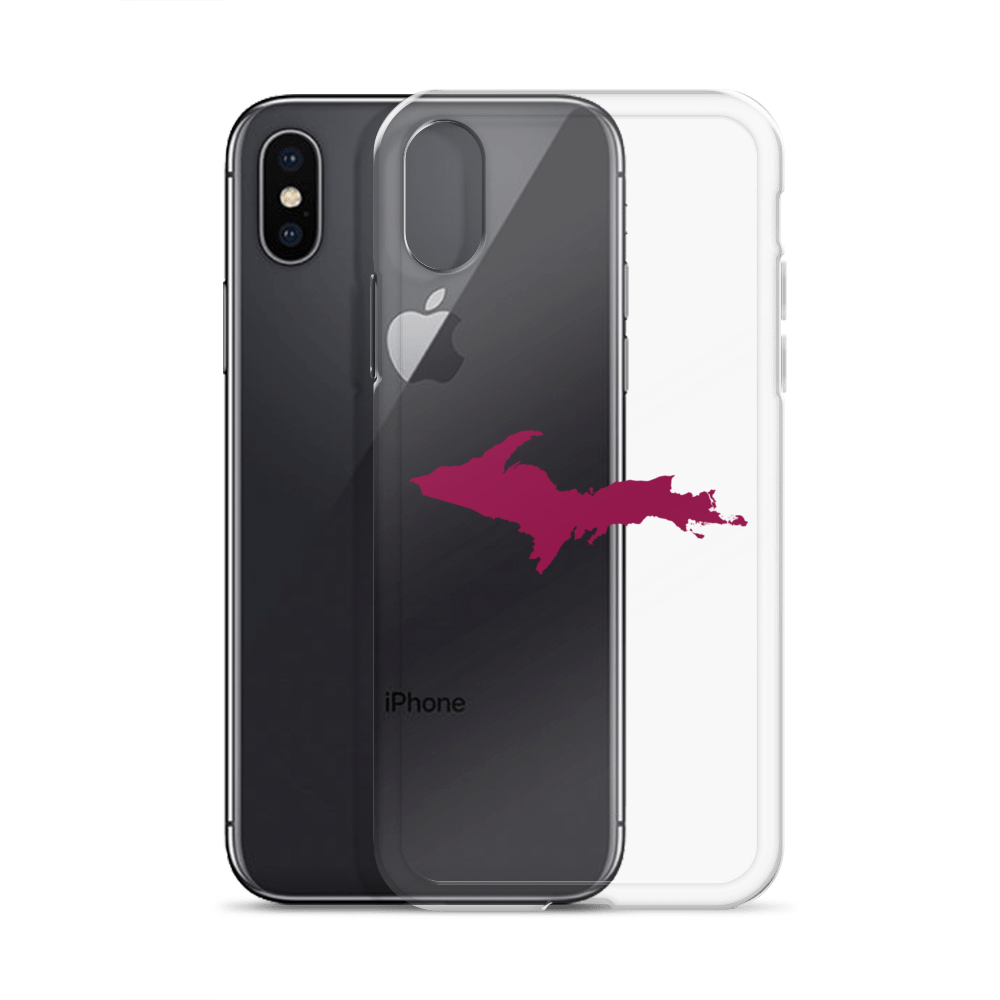 Michigan Upper Peninsula Clear iPhone Case (w/ Ruby Red UP Outline)