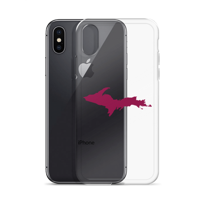 Michigan Upper Peninsula Clear iPhone Case (w/ Ruby Red UP Outline)