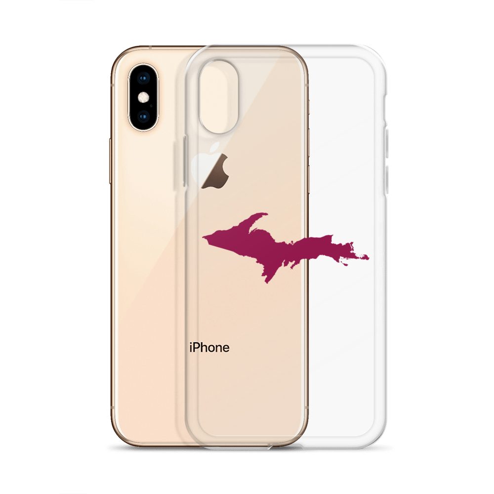 Michigan Upper Peninsula Clear iPhone Case (w/ Ruby Red UP Outline)