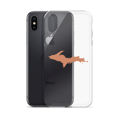 Michigan Upper Peninsula Clear iPhone Case (w/ Copper Color UP Outline)