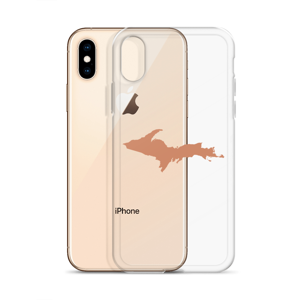 Michigan Upper Peninsula Clear iPhone Case (w/ Copper Color UP Outline)