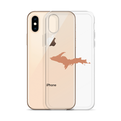 Michigan Upper Peninsula Clear iPhone Case (w/ Copper Color UP Outline)