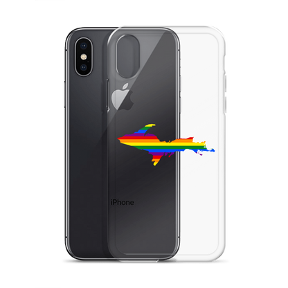 Michigan Upper Peninsula Clear iPhone Case (w/ UP Pride Flag Outline)