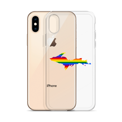 Michigan Upper Peninsula Clear iPhone Case (w/ UP Pride Flag Outline)