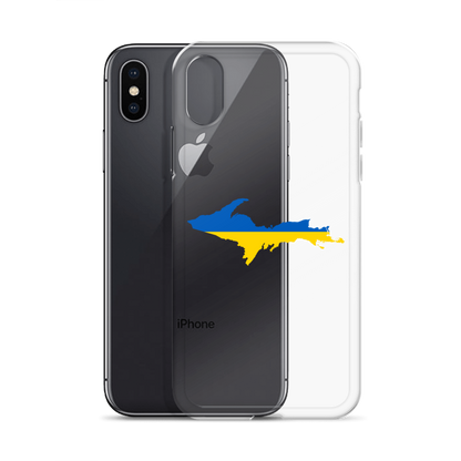 Michigan Upper Peninsula Clear iPhone Case (w/ UP Ukraine Flag Outline)