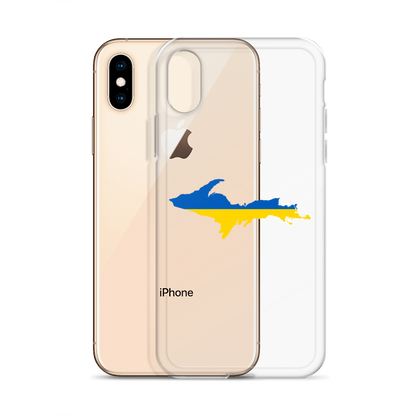 Michigan Upper Peninsula Clear iPhone Case (w/ UP Ukraine Flag Outline)