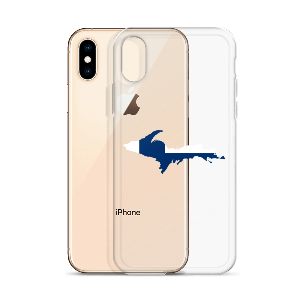 Michigan Upper Peninsula Clear iPhone Case (w/ UP Finland Flag Outline)