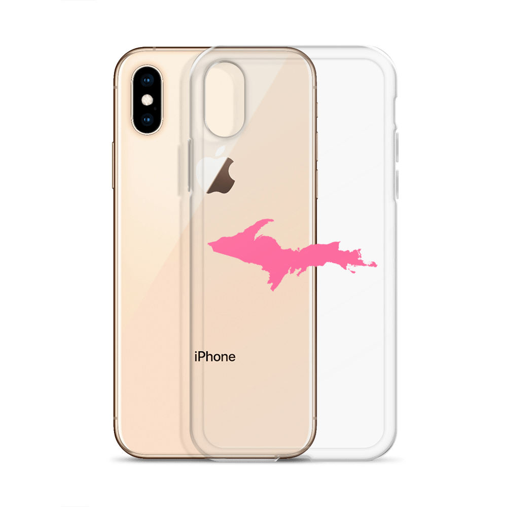 Michigan Upper Peninsula Clear iPhone Case (w/ Pink UP Outline)