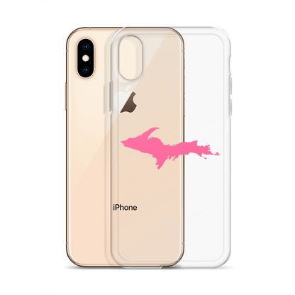 Michigan Upper Peninsula Clear iPhone Case (w/ Pink UP Outline)