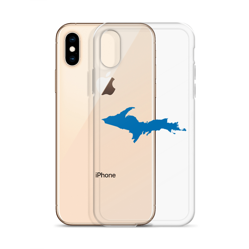 Michigan Upper Peninsula Clear iPhone Case (w/ Azure UP Outline)