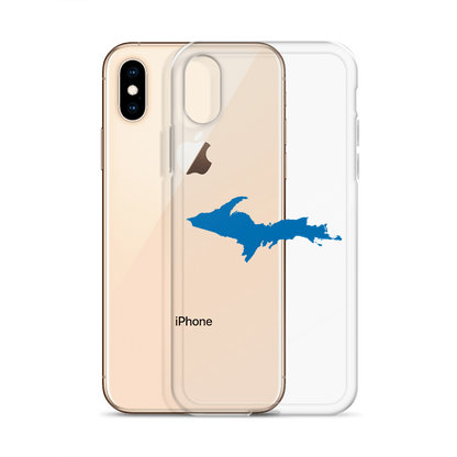 Michigan Upper Peninsula Clear iPhone Case (w/ Azure UP Outline)